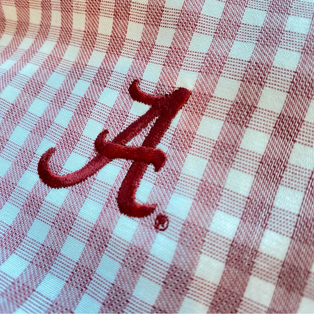 Antigua Red & White Checkered Button Down Shirt Alabama Crimson Tide size Medium - Picture 9 of 16